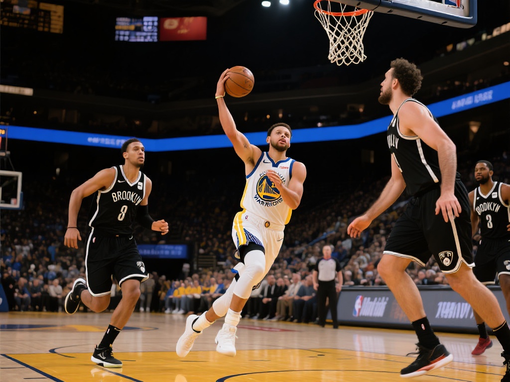 节奏大师!库里巧妙突破抛投得分 让我们回顾一场经典比赛,勇士队对阵一支防